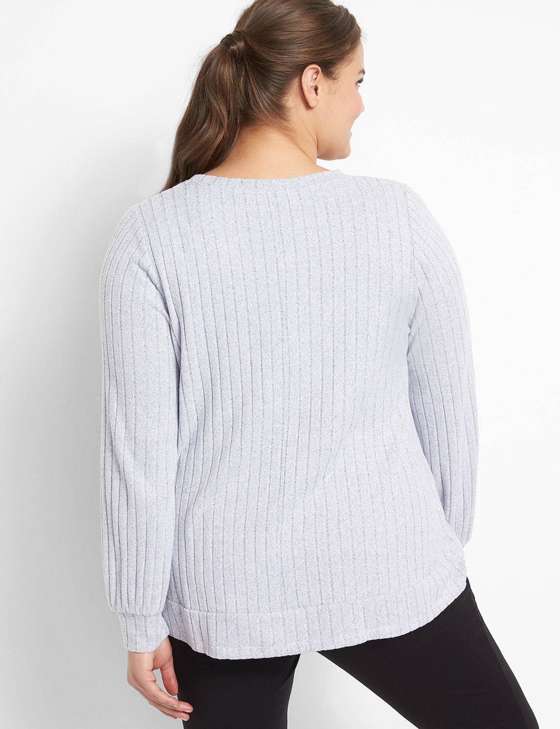 Long Sleeve Crew Neckline Twist Front Top F 1123663:PANTONE Astral Aura:26/28 Product Image 2