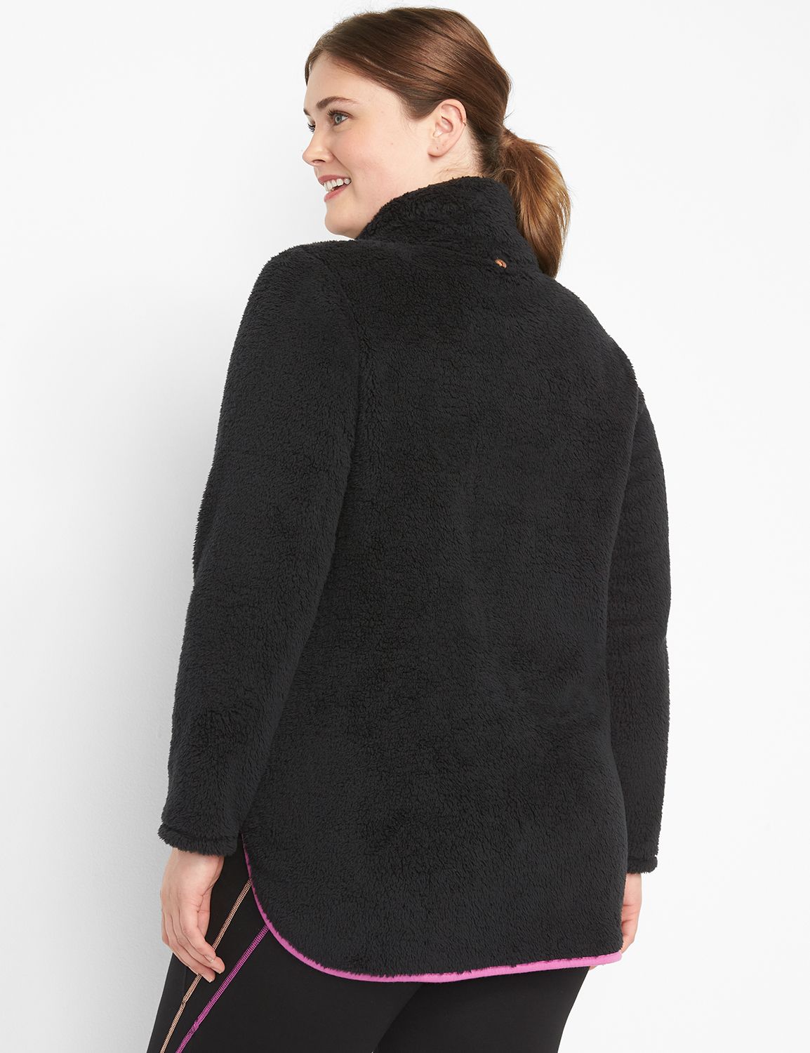 Long Sleeve Half Zip Sherpa Pullover S 1124351:Ascena Black:26/28 Product Image 2