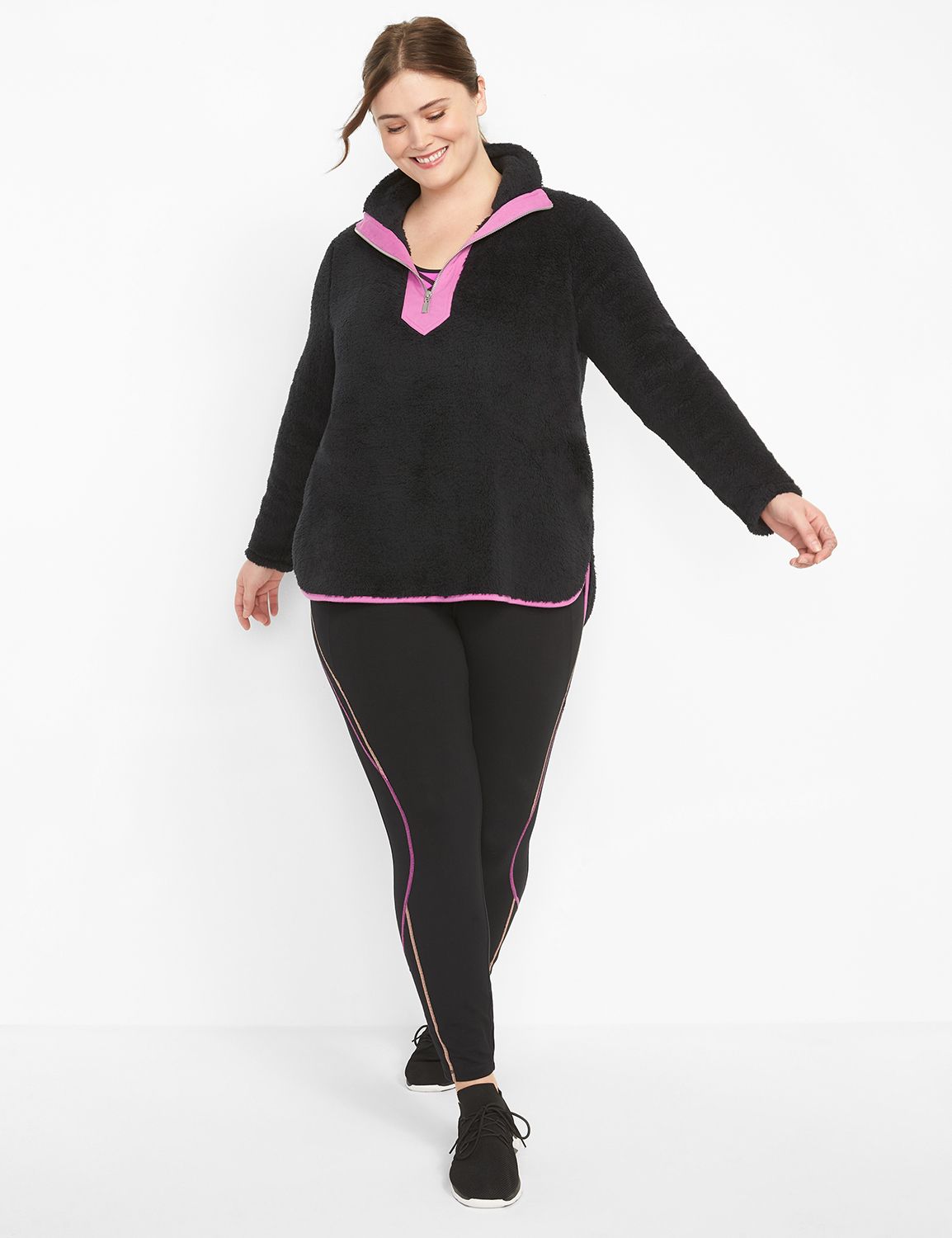 Long Sleeve Half Zip Sherpa Pullover S 1124351:Ascena Black:26/28 Product Image 3