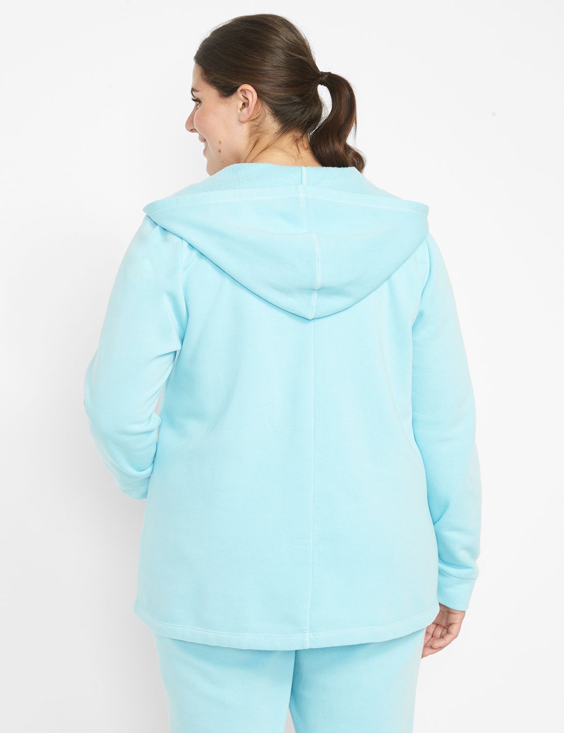 Long Sleeve Tie Hem Zip Up Hoodie S 1123844:PANTONE Leisure Time:10/12 Product Image 2