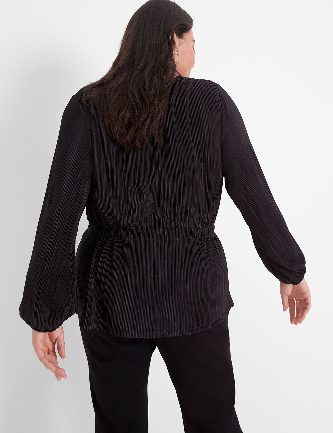 Long Blouson Sleeve V-Neck Faux Wra Product Image 2