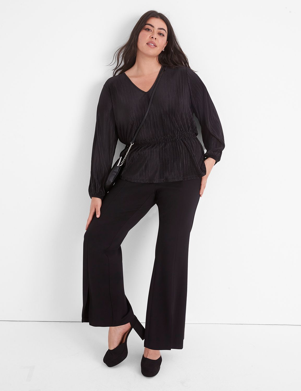 Long Blouson Sleeve V-Neck Faux Wra Product Image 3