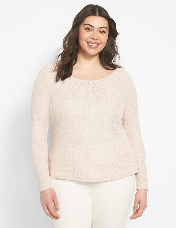 Square-Neck Textured Knit Top