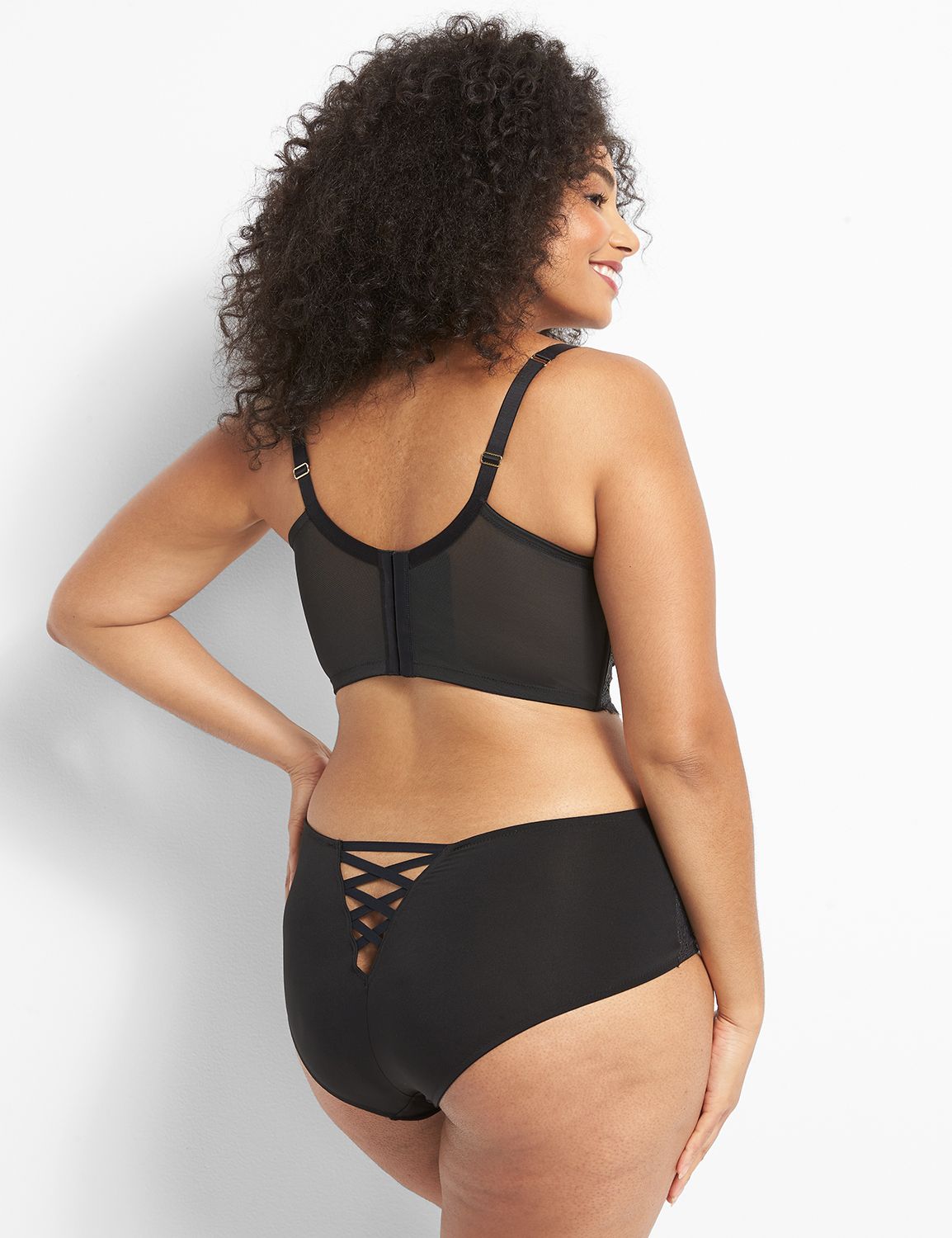 Cacique Lightly French Balconette Black Lace Long Line Underwired