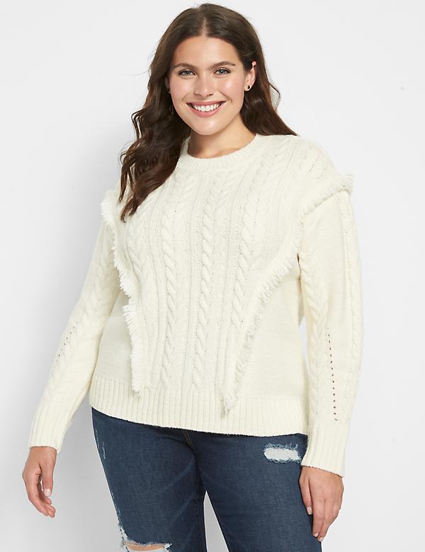 Crew-Neck Cable-Knit Sweater