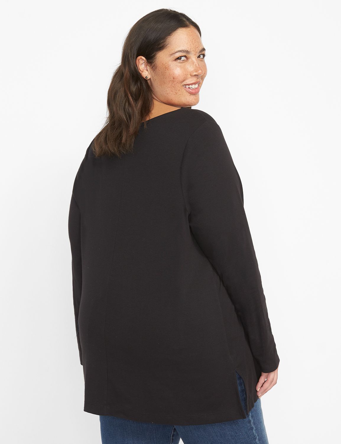 Long Sleeve Boat Neck Tunic 1123938:Ascena Black:22/24 Product Image 2