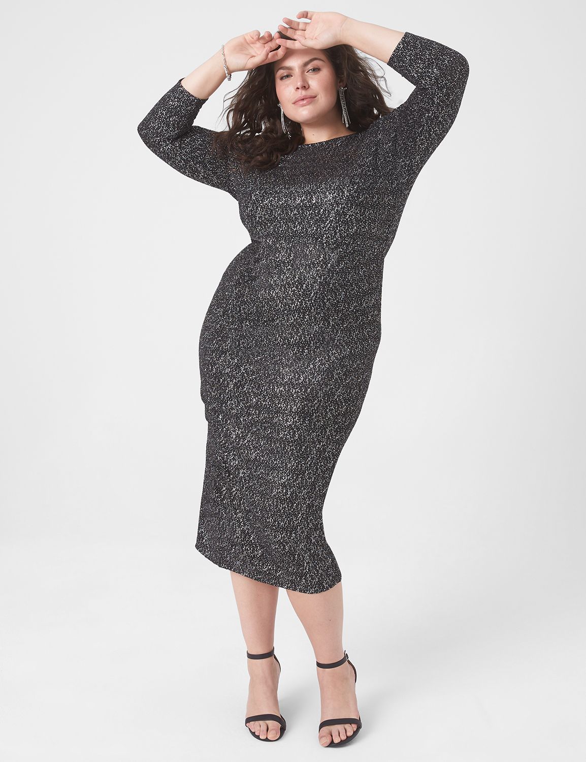 3 4 sleeve bodycon dress Cotton 3/4 Sleeve Bodycon Fitted Knee Length Midi Dress