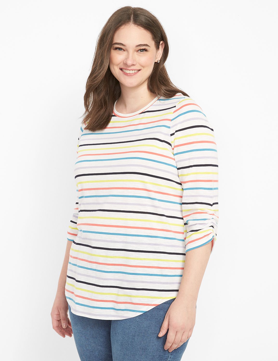 Crushed 3/4 Sleeve Ikat Crew Neck main image 0