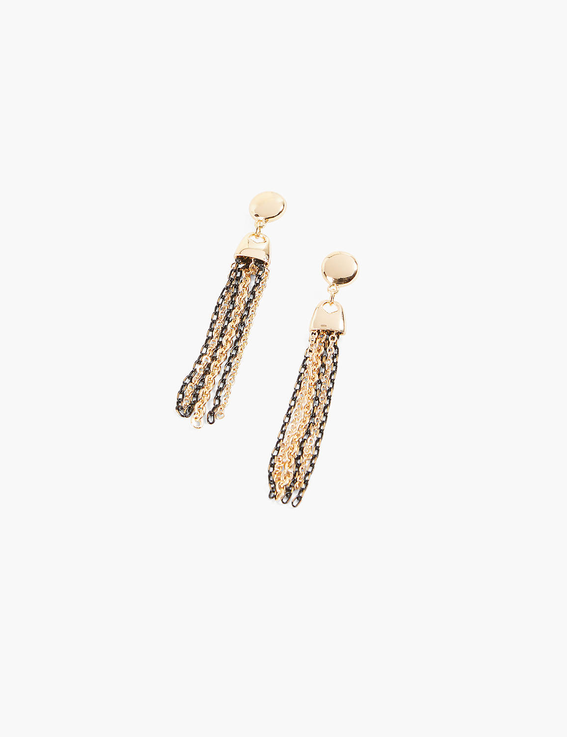 MIX CHAIN TASSEL EARRING:Black:ONESZ Product Image 1