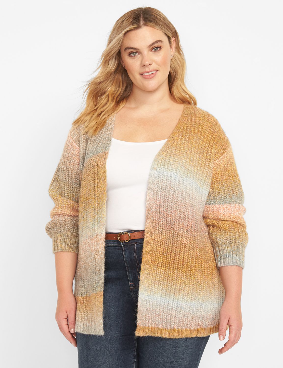Long Sleeve Open Front Plush Spacedye Overpiece 1124150:Neutral Spacedye as LL1807:10/12 Product Image 1