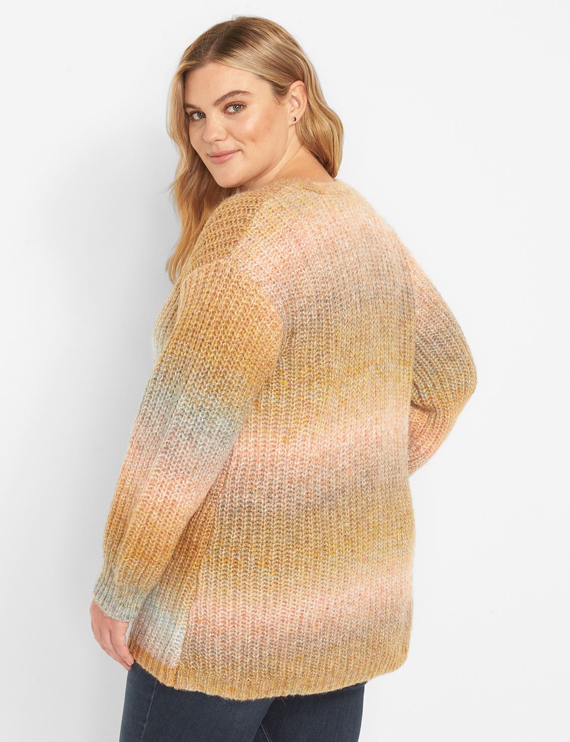 Long Sleeve Open Front Plush Spacedye Overpiece 1124150:Neutral Spacedye as LL1807:10/12 Product Image 2