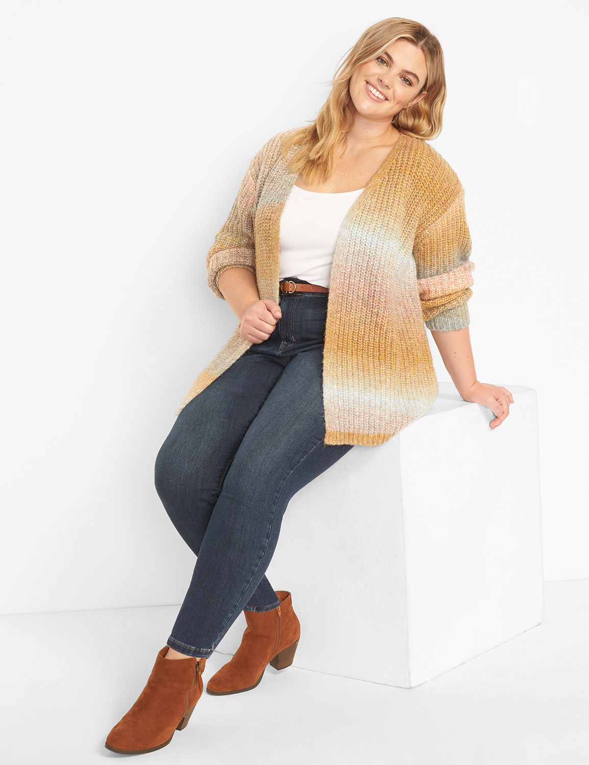 Long Sleeve Open Front Plush Spacedye Overpiece 1124150:Neutral Spacedye as LL1807:10/12 Product Image 3