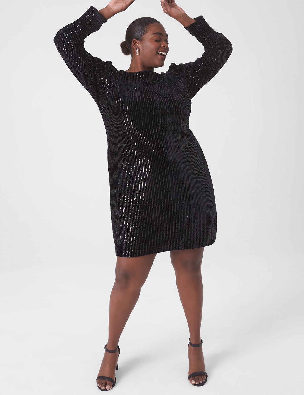 Plus size black hot sale sequin dress with sleeves