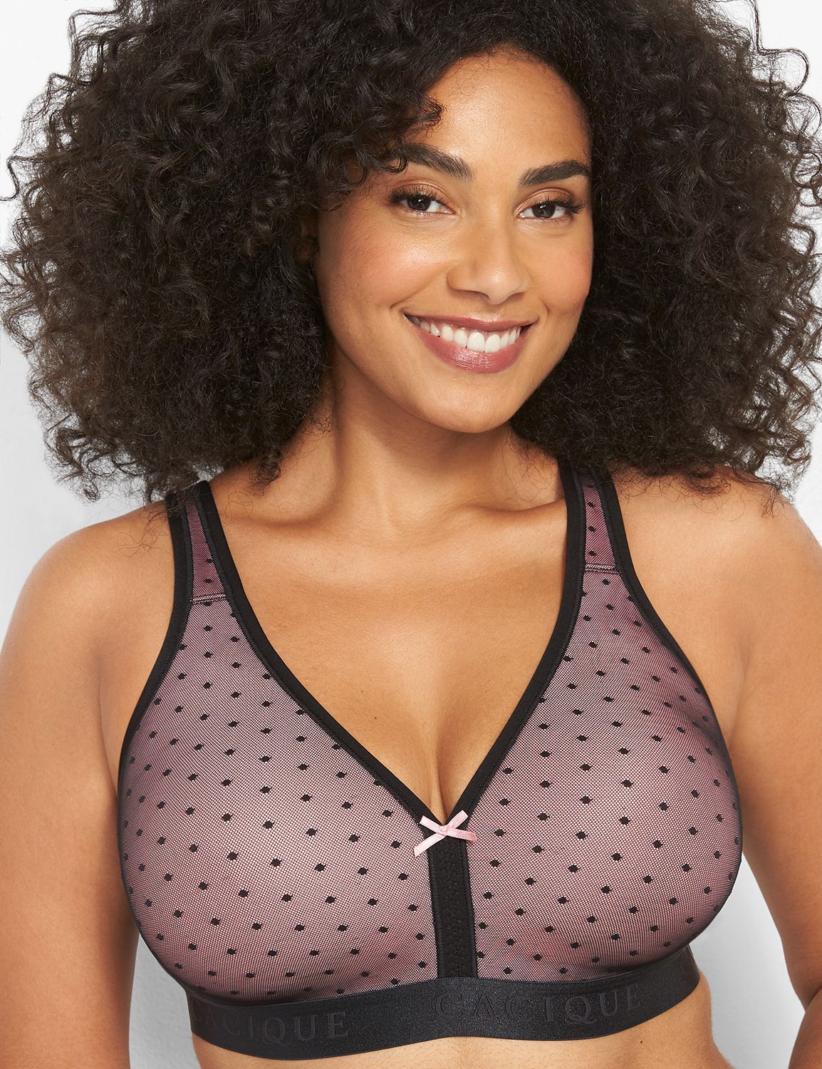 Cotton Lightly Lined Full Coverage No-Wire Bra With Dot Lace