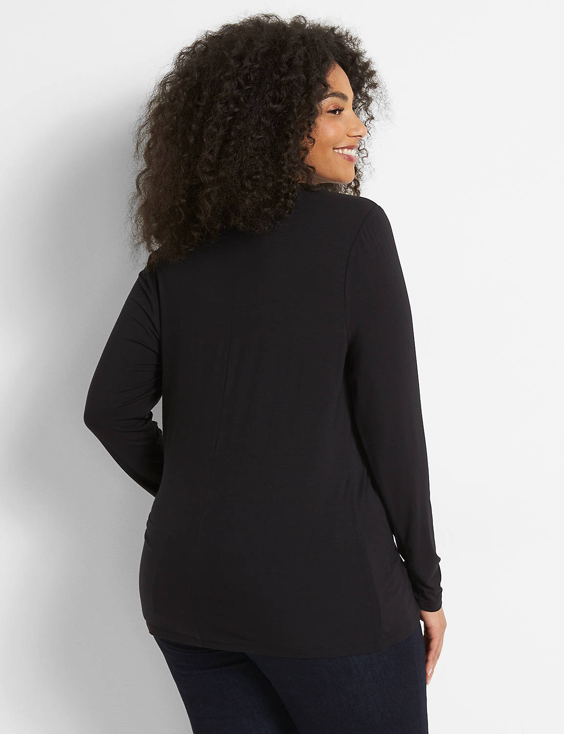 Long Sleeve Envelope Neck Tee With Lace Detail 1123838:Ascena Black:34/36 Product Image 2