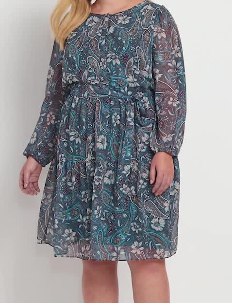 No-Peek Long-Sleeve Tiered Dress image number 0