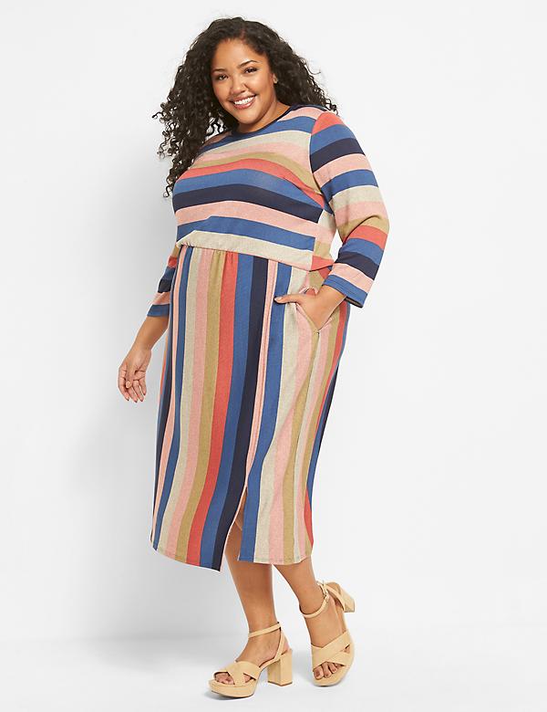 Blouson Midi Dress - Stripe