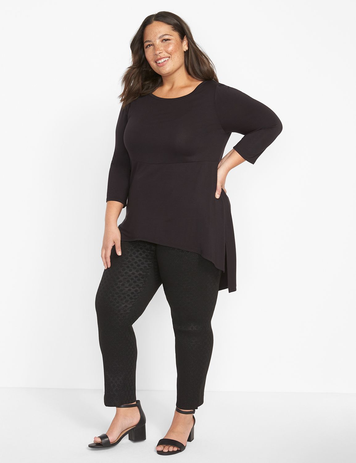 Three Quarter Length Sleeve Boatneck Babydoll Hilo Tunic