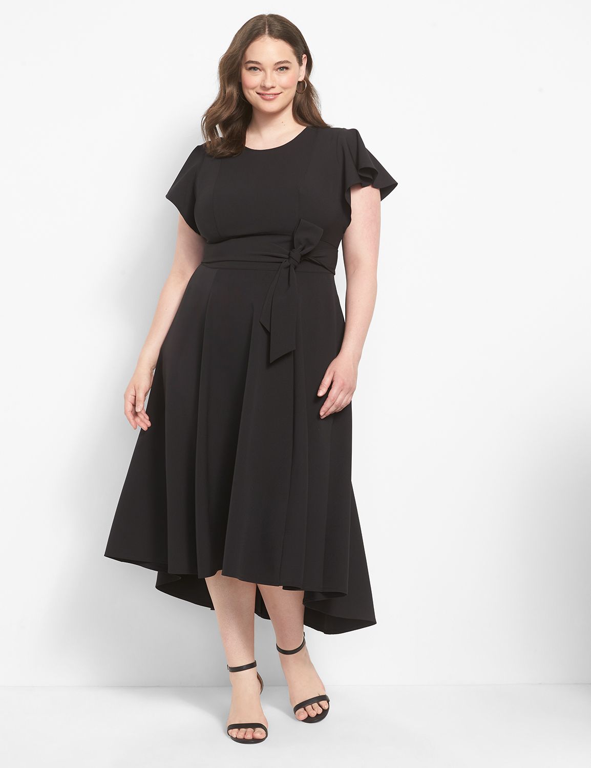 Lane Bryant Lena High-Low Midi Dress 16 Black