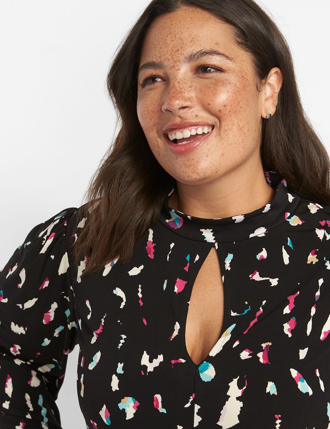 Mock-Neck Fit & Flare Dress