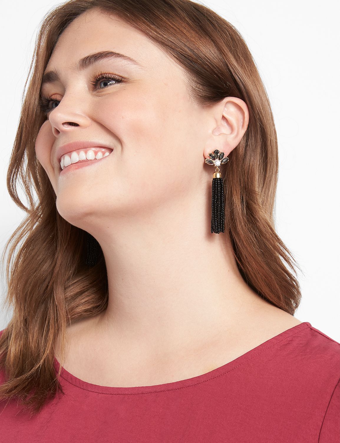 Beaded Tassel w/ Stones Earring Product Image 1