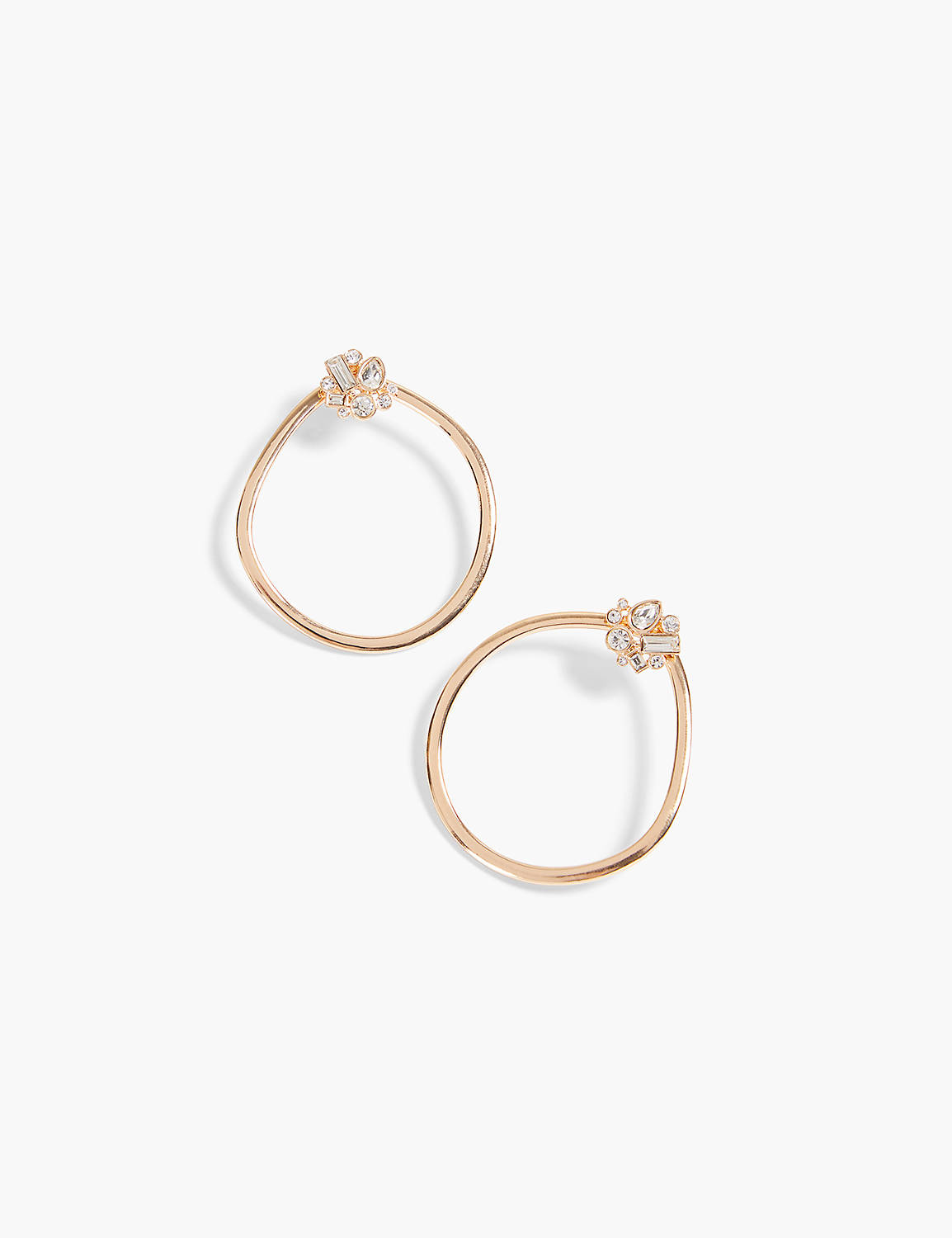 CONVERTIBLE STONE CLUSTER POST WITH LARGE TEARDROP HOOP EARRING:Gold Tone:ONESZ Product Image 1