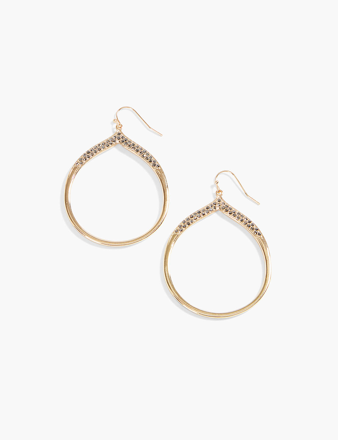 PAVE FRONT HOOP DROP EARRING:Mixed Metal:ONESZ Product Image 1