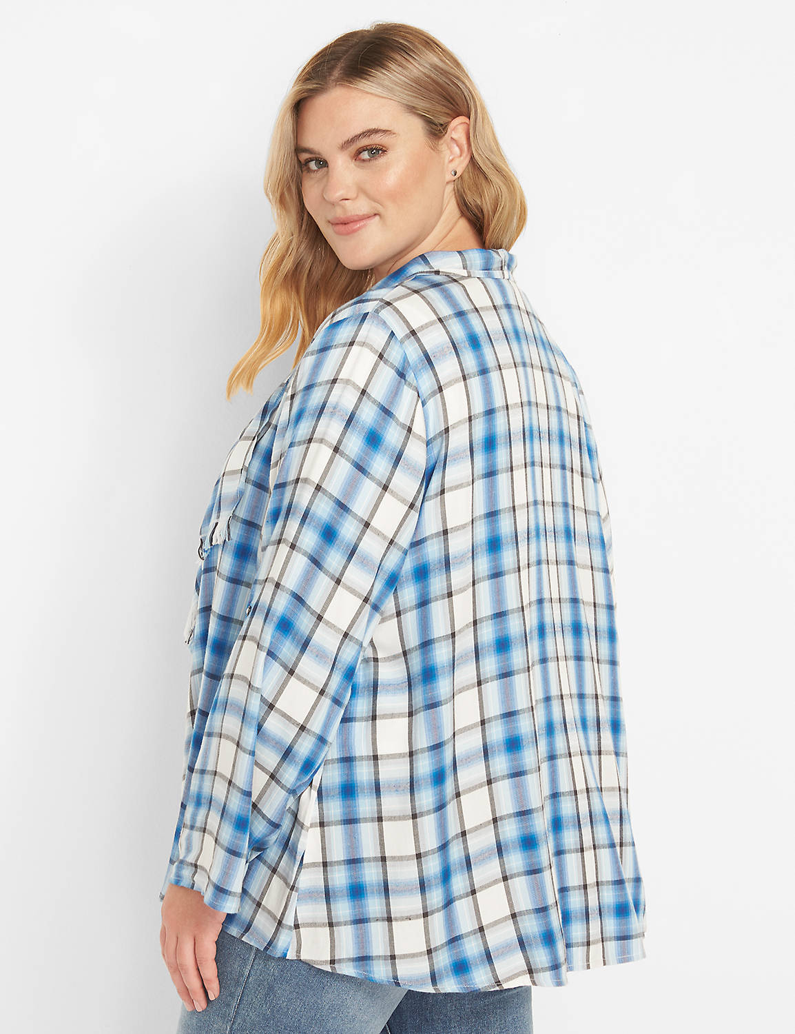 3/4 Sleeve Roll Tab Plaid Overpiece 1123783:LBH21164_MontanaPlaidTwill_CW4:38/40 Product Image 2