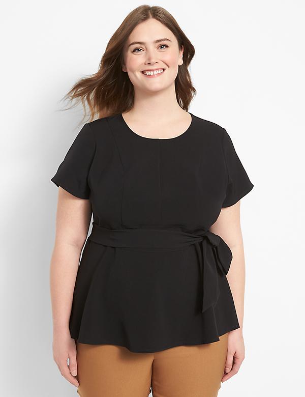 Fitted Short-Sleeve Crew-Neck Lena Top