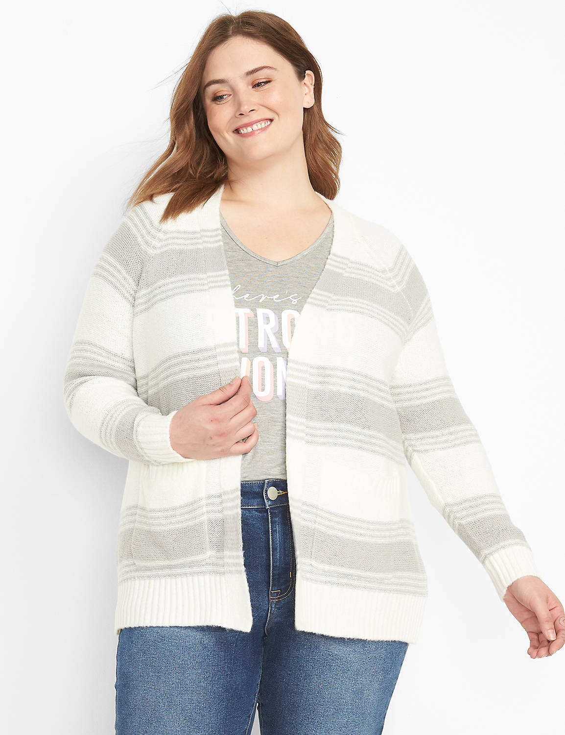 Long Sleeve Open Front Stripe Overpiece 1124684:AS SAMPLE:18/20 Product Image 1