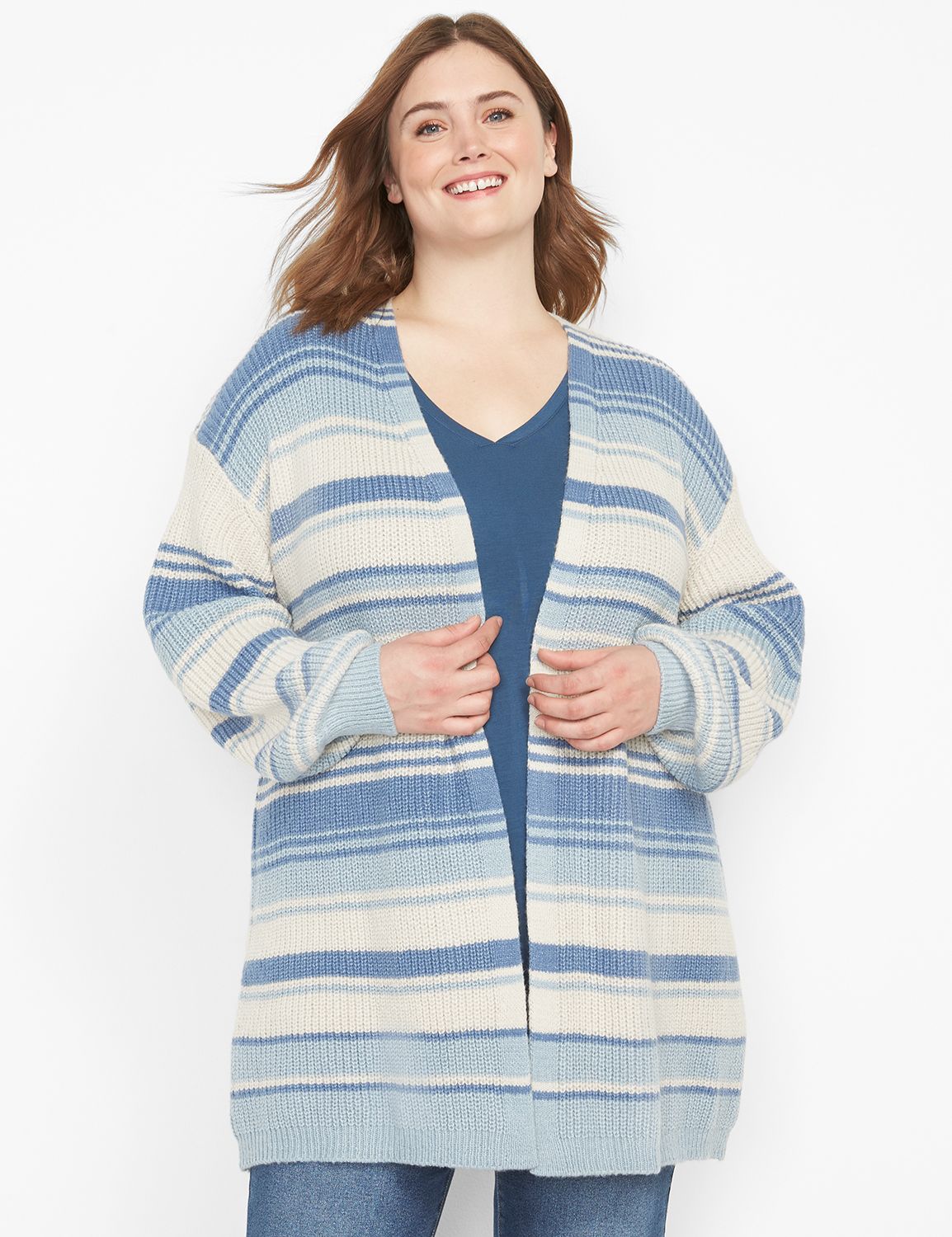 Long Sleeve Open Front Stripe Overpiece 1124683:AS SAMPLE:22/24 Product Image 1