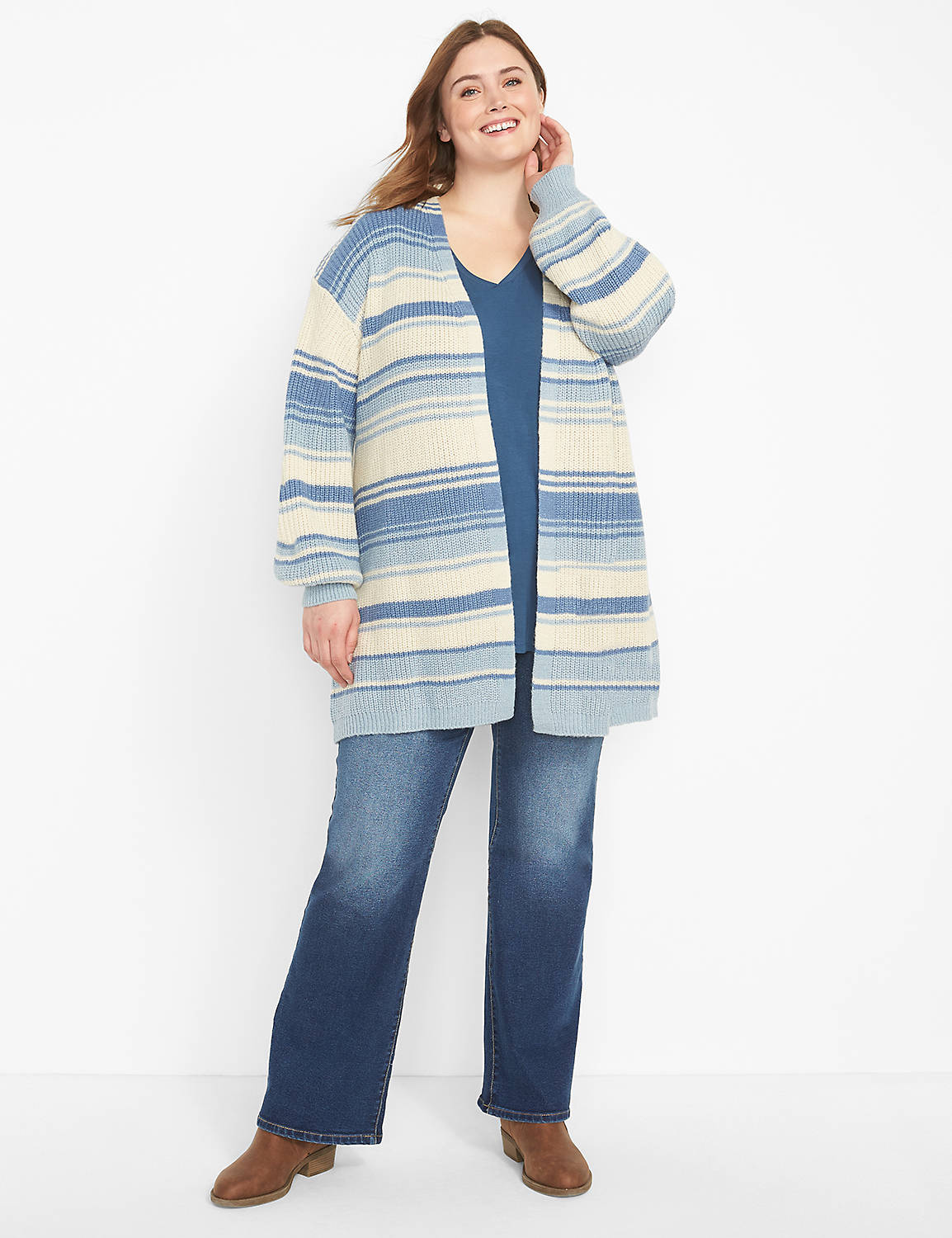 Long Sleeve Open Front Stripe Overpiece 1124683:AS SAMPLE:22/24 Product Image 3