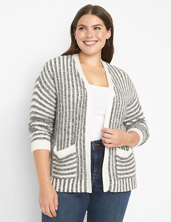 Open-Front Texture Stitch Cardigan