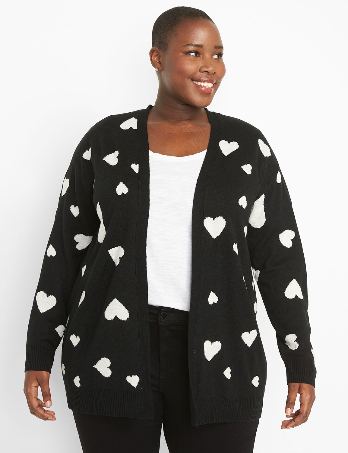 Open Front Cardigan Hearts