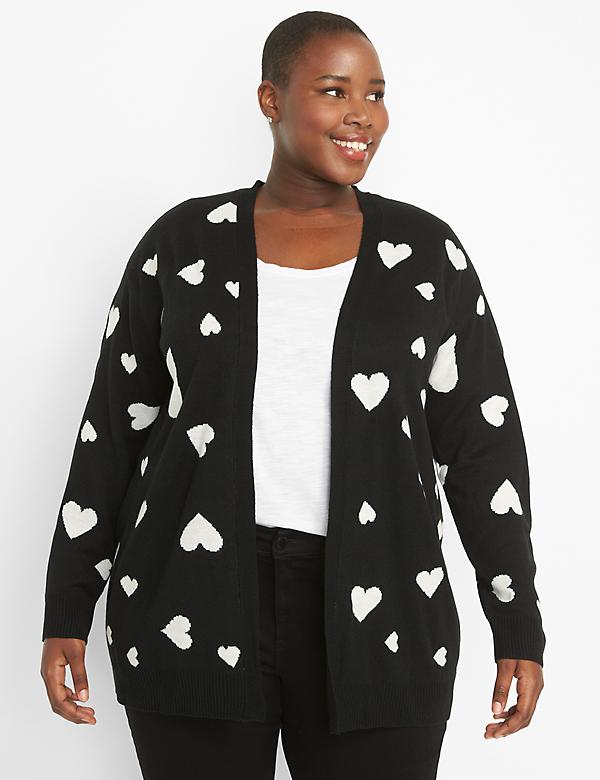 Open-Front Cardigan - Hearts