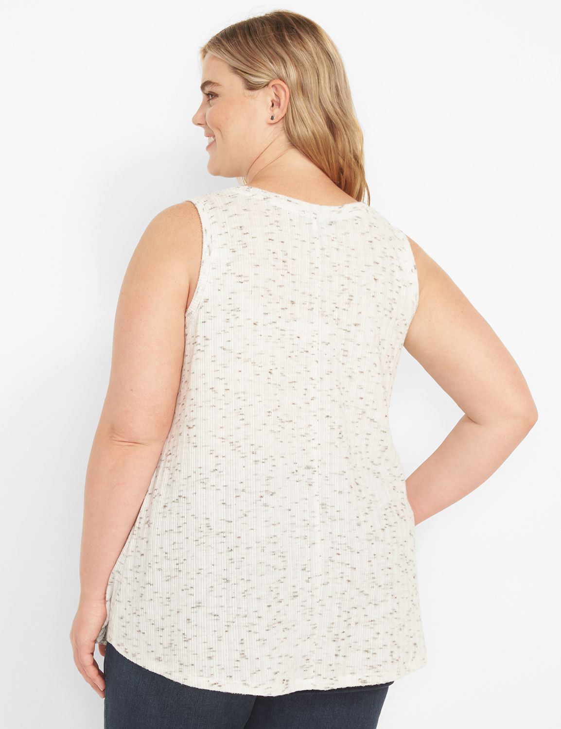 Sleeveless V Neck Cozy Marl Swing Tank 1124658:AS SAMPLE:10/12 Product Image 2