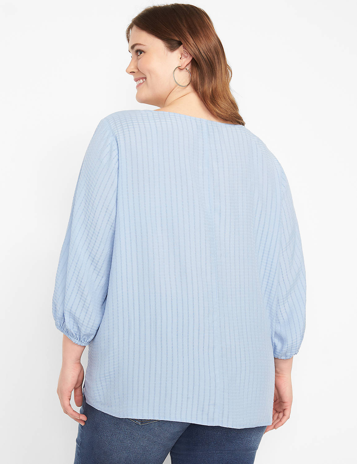 3/4 Sleeve Square Neck Button Down 1124092:PANTONE Forever Blue:34/36 Product Image 2