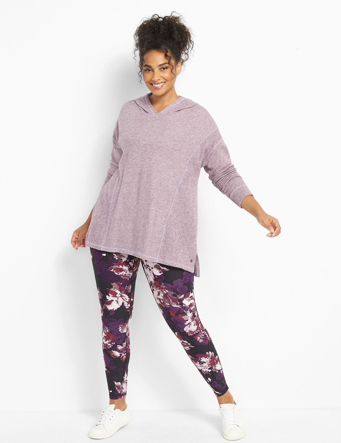 Long Sleeve Fabric Blocked Hoodie F 1123658:PANTONE Purple Pennant:22/24 Product Image 3