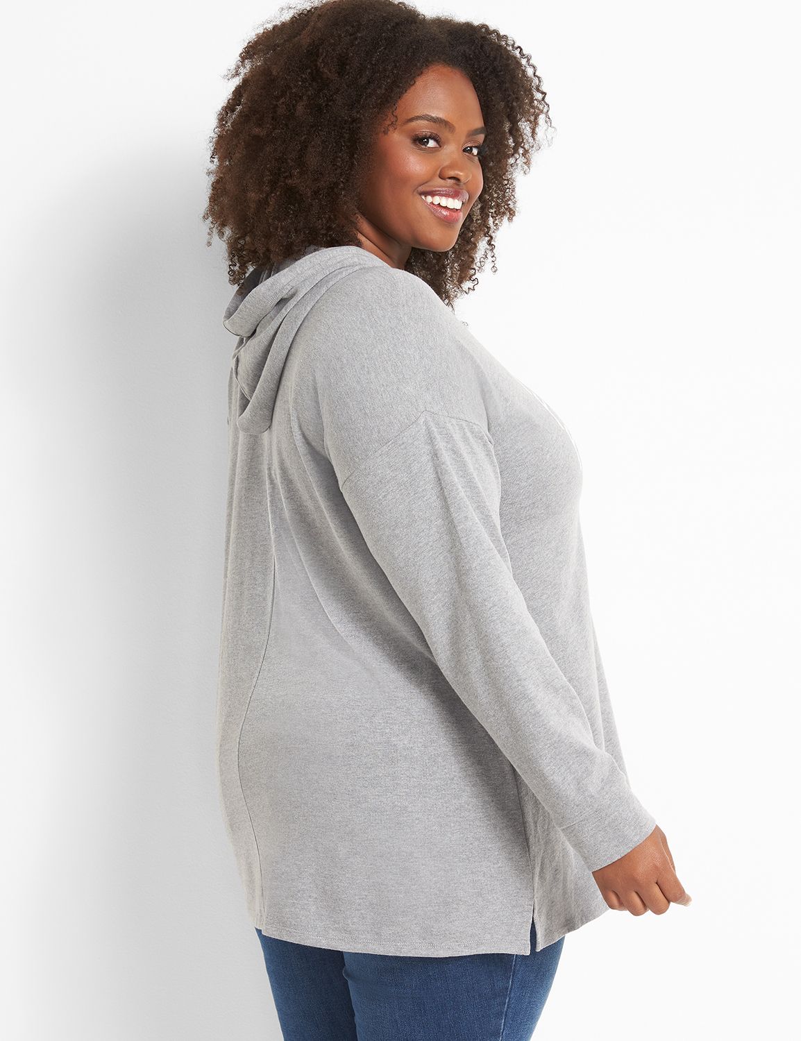 Long Sleeve Drop Shoulder Hoodie Tunic Graphic: Friends 1123057:BTC30 Medium Heather Gray:10/12 Product Image 2