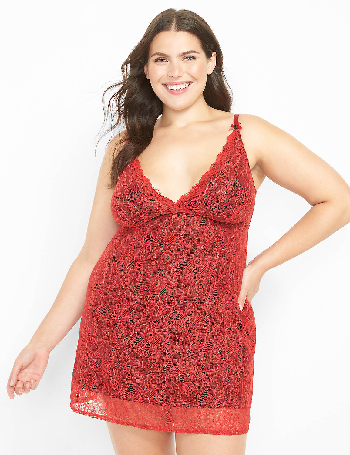 All Over Lace Chemise:PANTONE Haute Red:26/28 Product Image 1