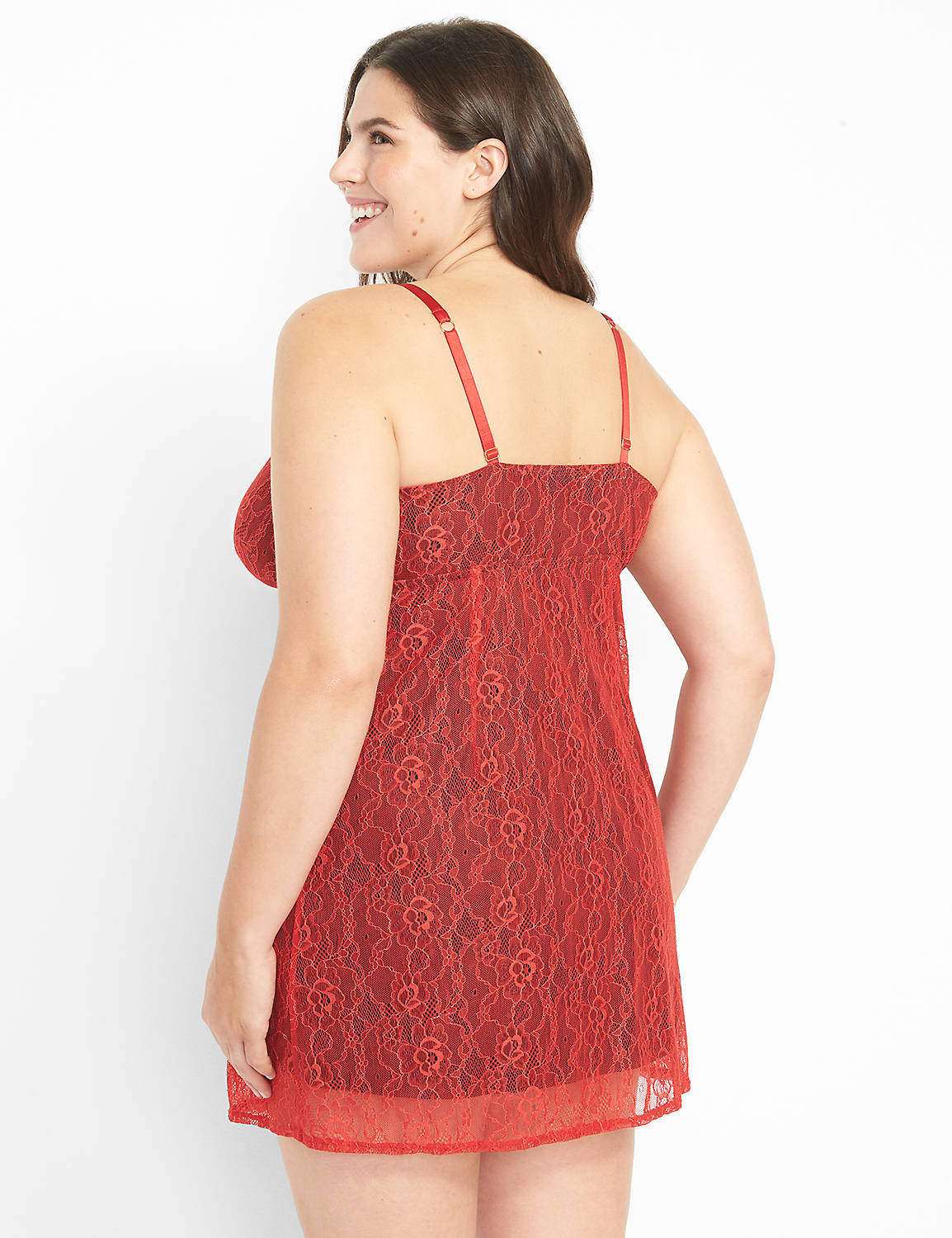 All Over Lace Chemise:PANTONE Haute Red:26/28 Product Image 2