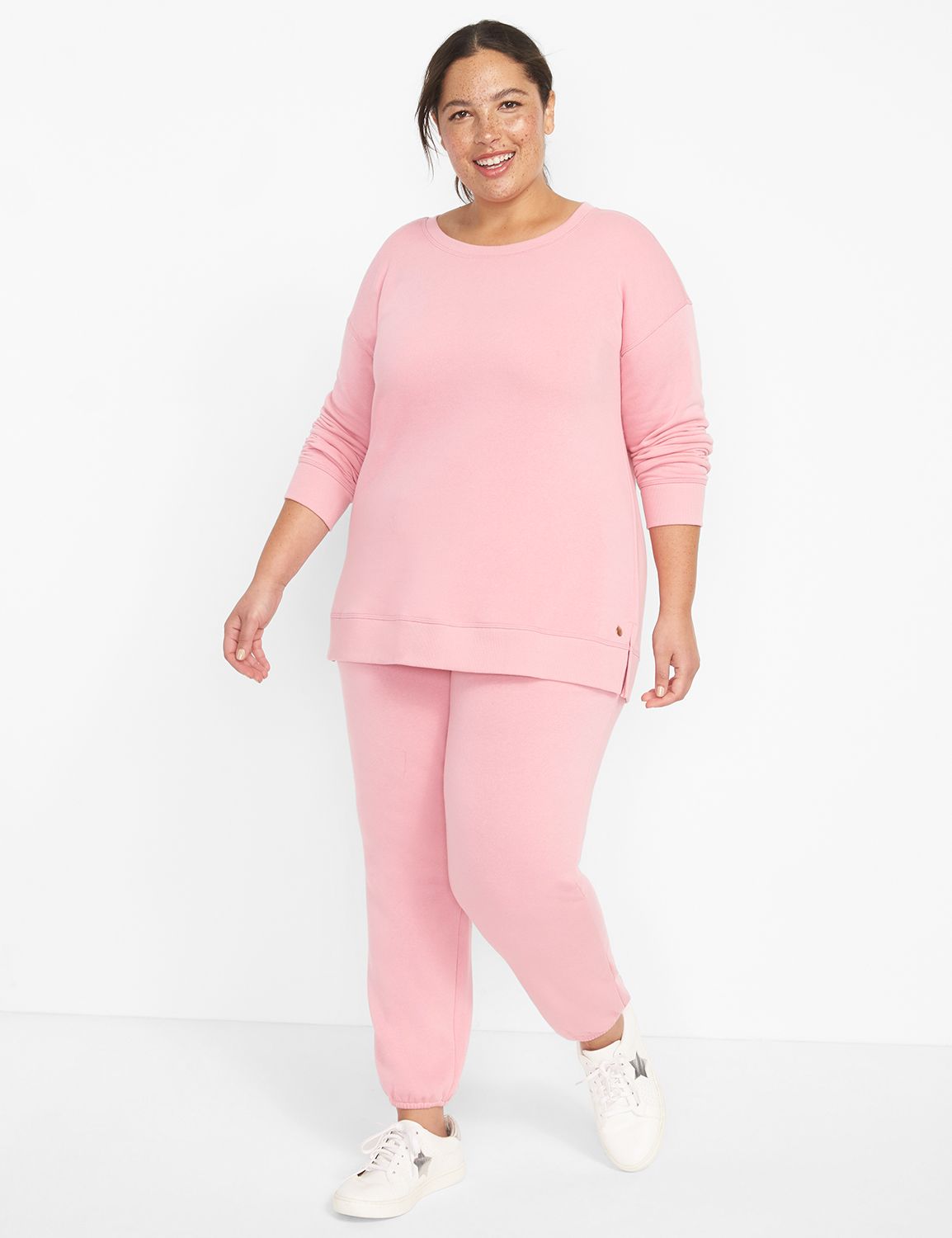 LIVI Mid Rise French Terry Full Length Jogger Elastic Hem S 1123760:PANTONE Sea Pink:34/36 Product Image 3