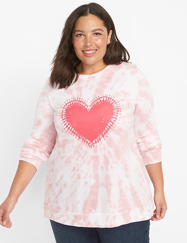 Tie-Dye Heart Graphic Sweatshirt