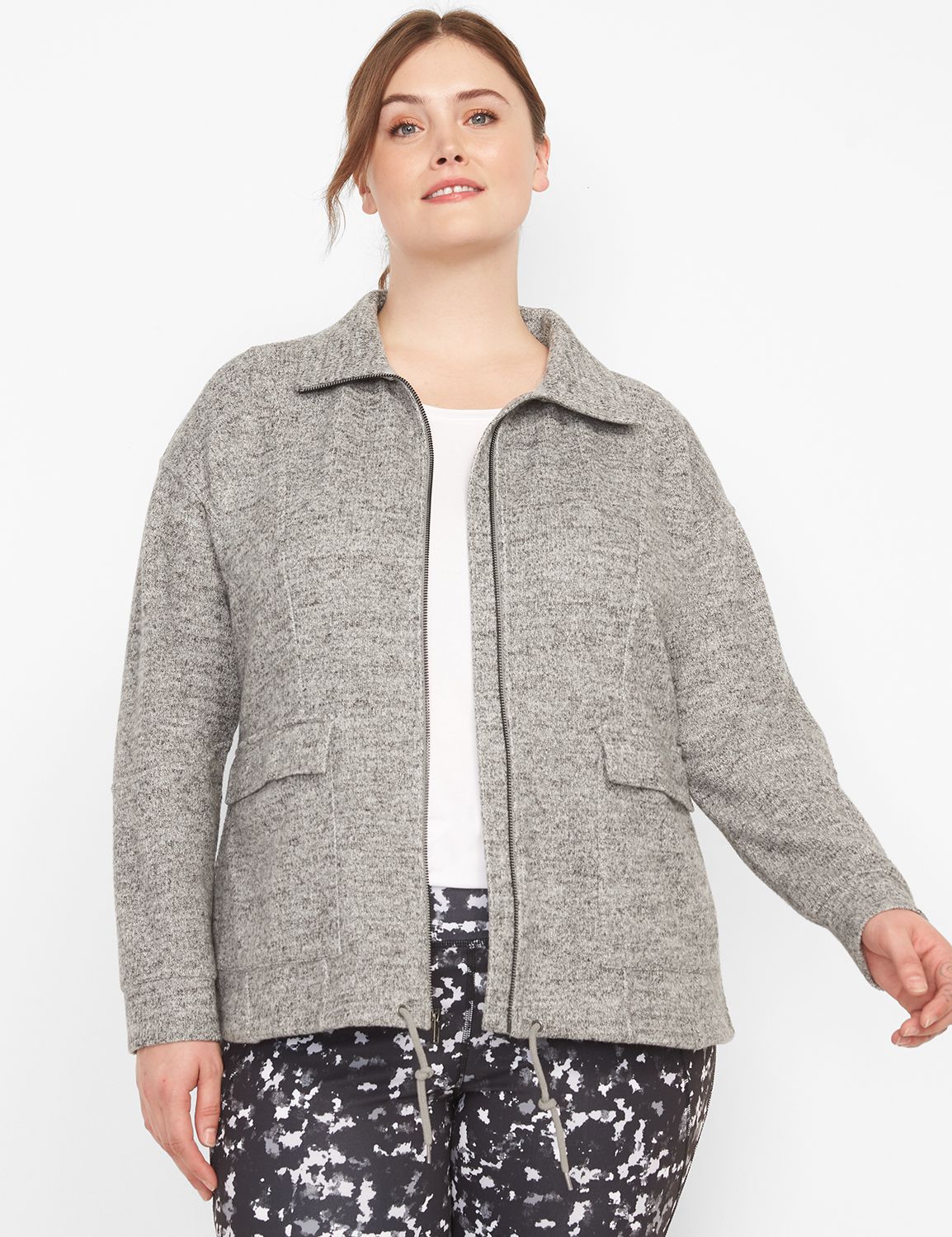 Long Sleeve Full Zip Texture Jacket S 1123951:Black/White:18/20 Product Image 1