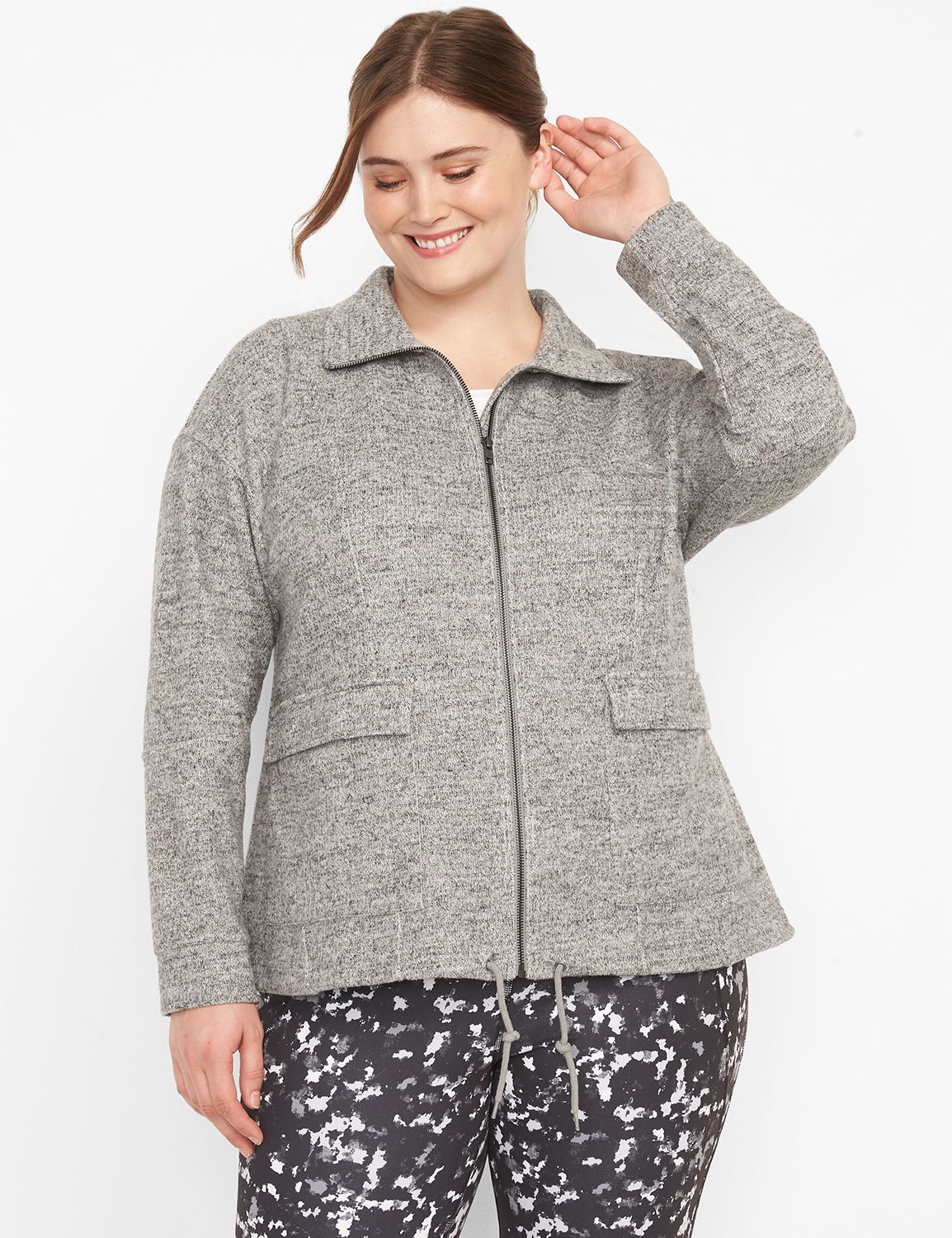 Long Sleeve Full Zip Texture Jacket S 1123951:Black/White:18/20 Product Image 4