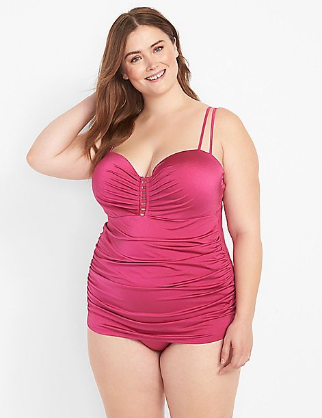 Fitted Underwire Shimmer Swim Tankini Top 