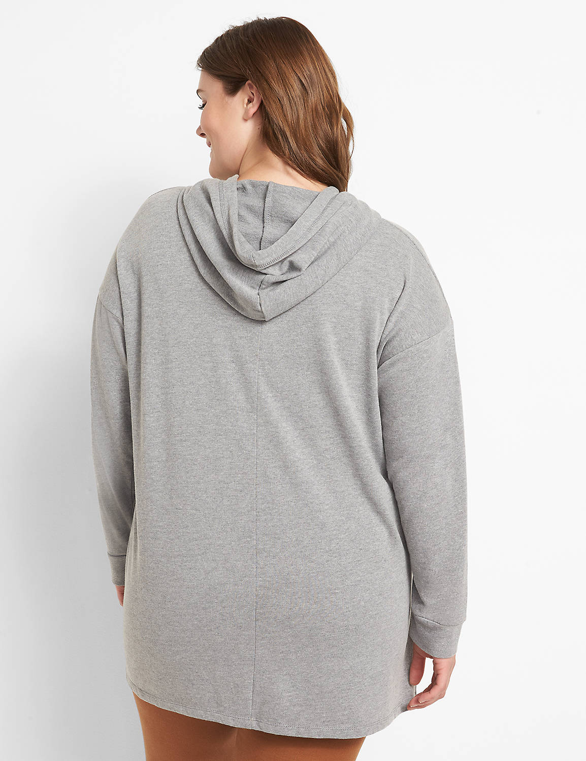 Long Sleeve Drop Shoulder Hoodie Tunic Graphic: Stand For 1125520:BTC30 Medium Heather Gray:10/12 Product Image 2