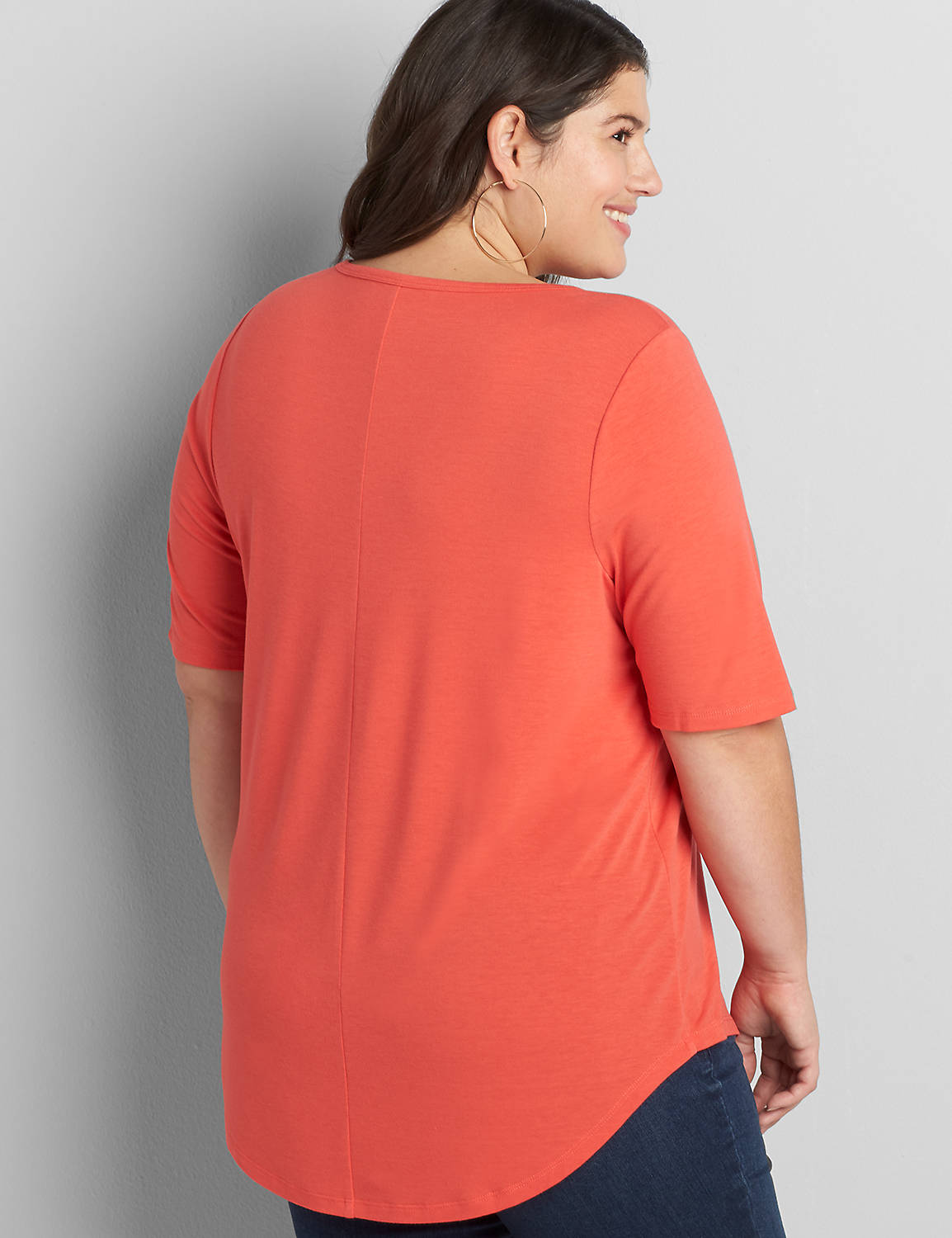 Perfect Sleeve Open Crew Neck Curved Hem Tee 1118446:Starfish Coral CSI 0301184:26/28 Product Image 2