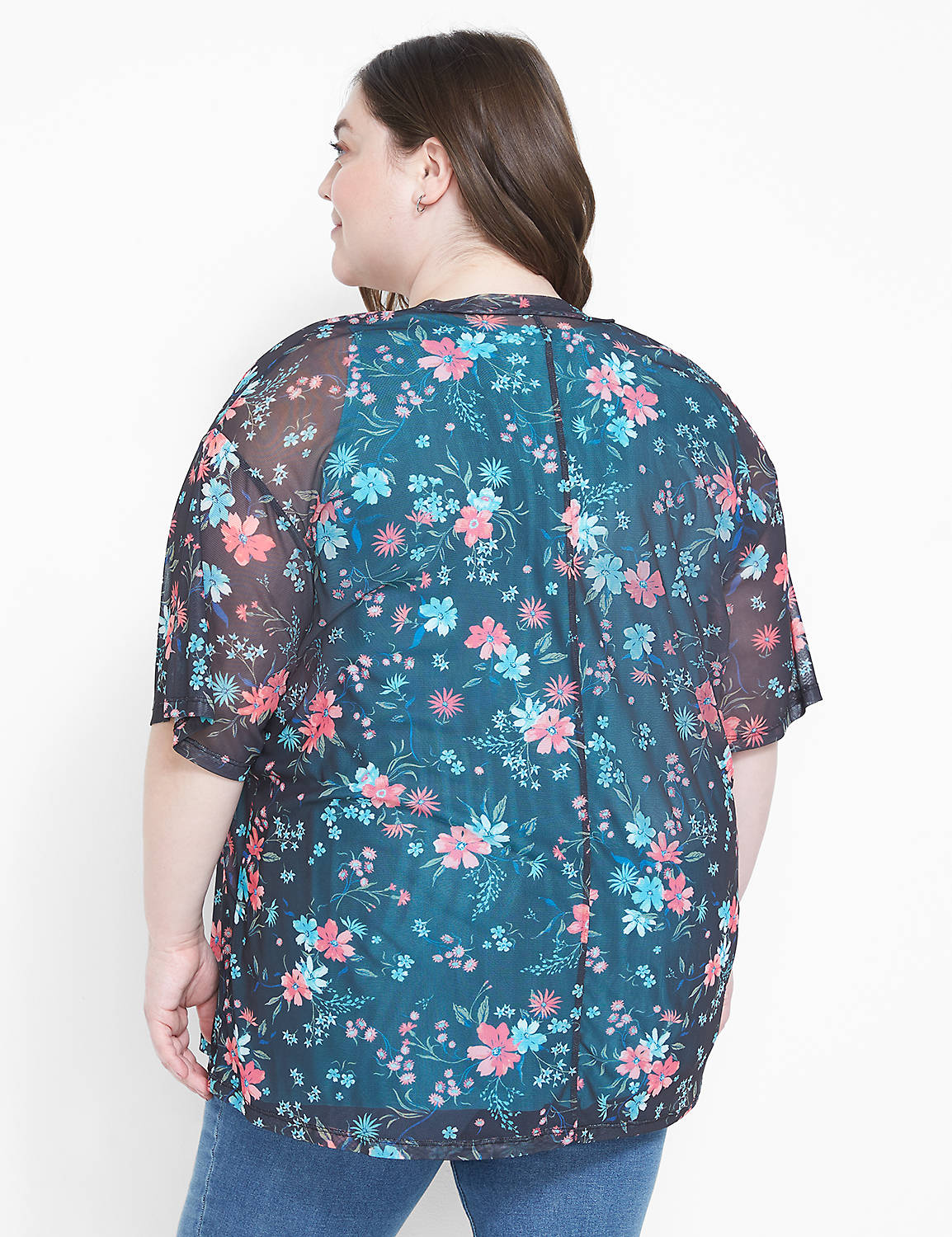 Kimono Sleeve Open Front Mesh Overp Product Image 2