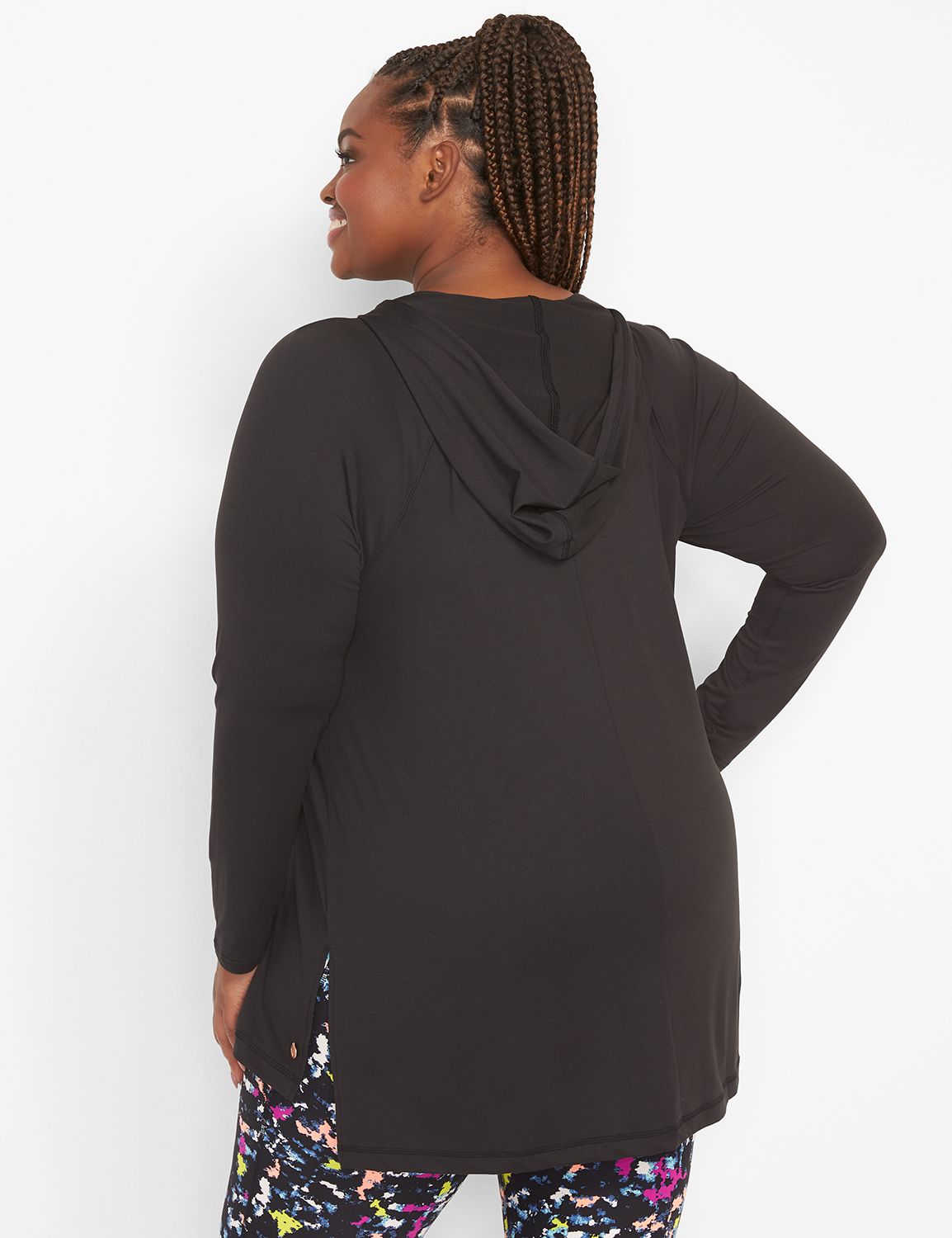 Long Sleeve Mid Vneck Livi Soft Hoodie S 1123748:Ascena Black:18/20 Product Image 2